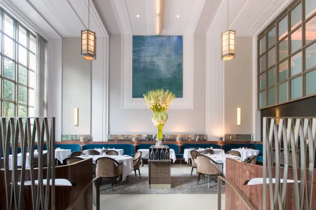 Elegant interior at Per Se with Central Park views, one of the most luxurious NYC romantic restaurants.