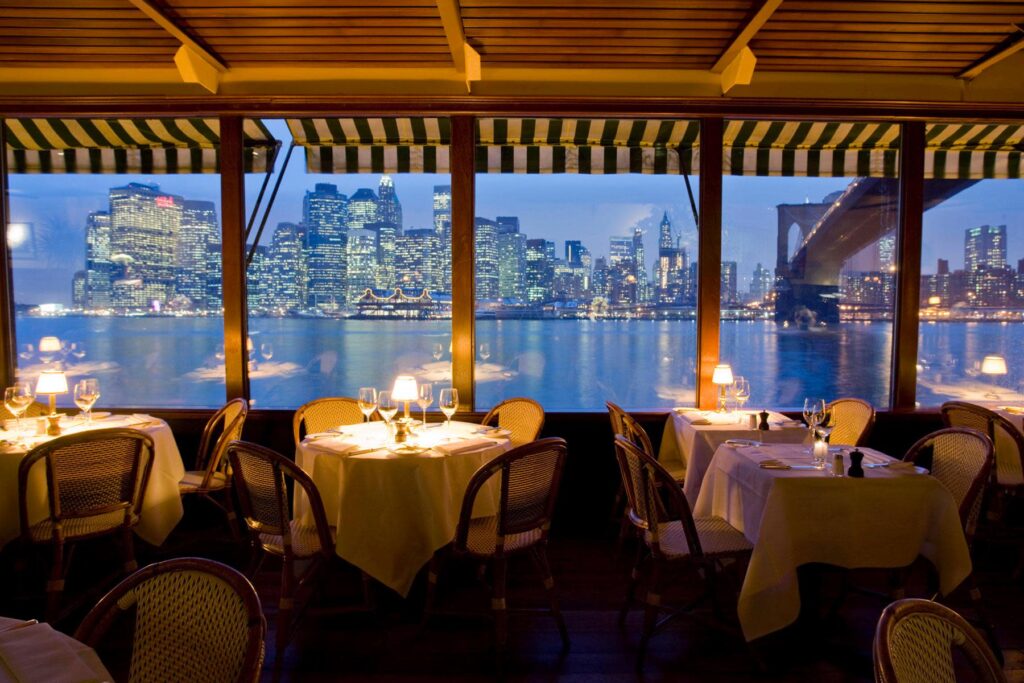 The River Café in Brooklyn offering stunning bridge views and elegant dining among top NYC romantic restaurants.